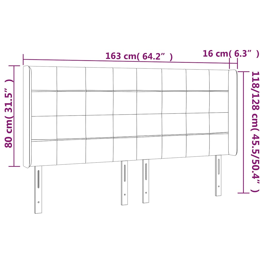 Tête de lit à LED Bleu foncé 163x16x118/128 cm Velours - XIOS
