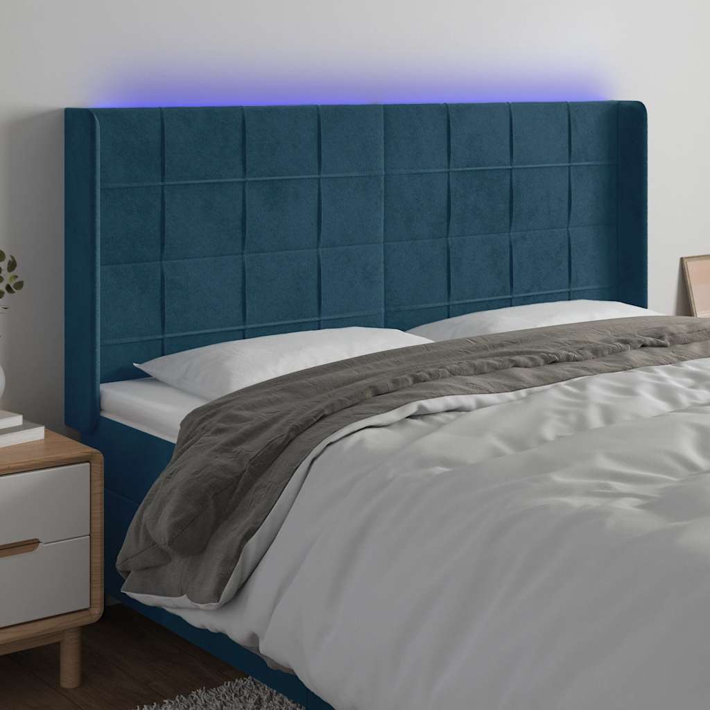 Tête de lit à LED Bleu foncé 163x16x118/128 cm Velours - XIOS