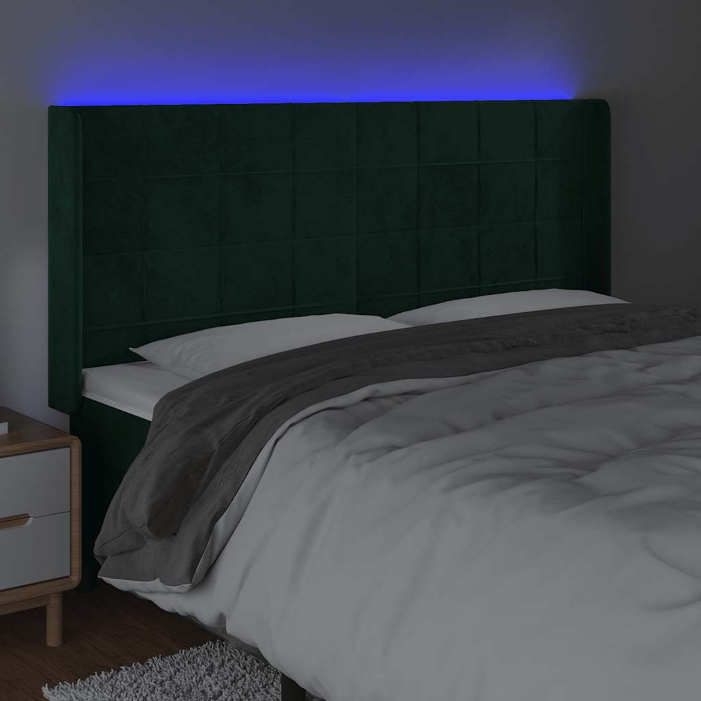 Tête de lit à LED Vert foncé 183x16x118/128 cm Velours - XIOS