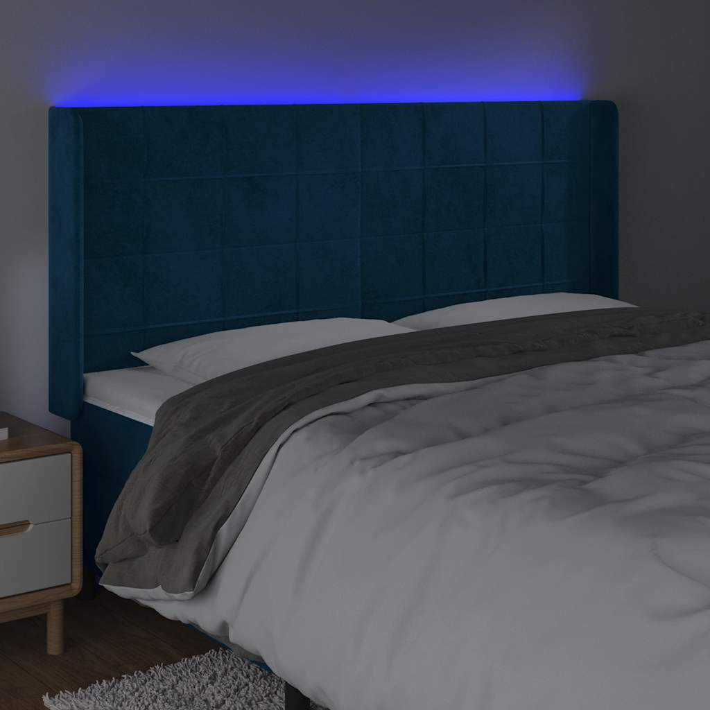Tête de lit à LED Bleu foncé 183x16x118/128 cm Velours - XIOS