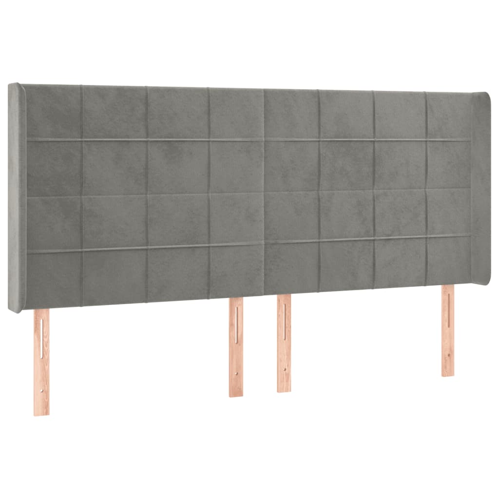 Tête de lit à LED Gris clair 203x16x118/128 cm Velours - XIOS