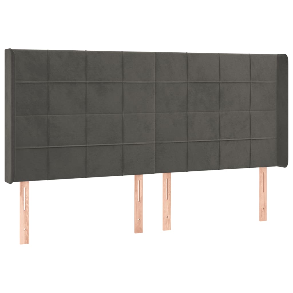 Tête de lit à LED Gris foncé 203x16x118/128 cm Velours - XIOS