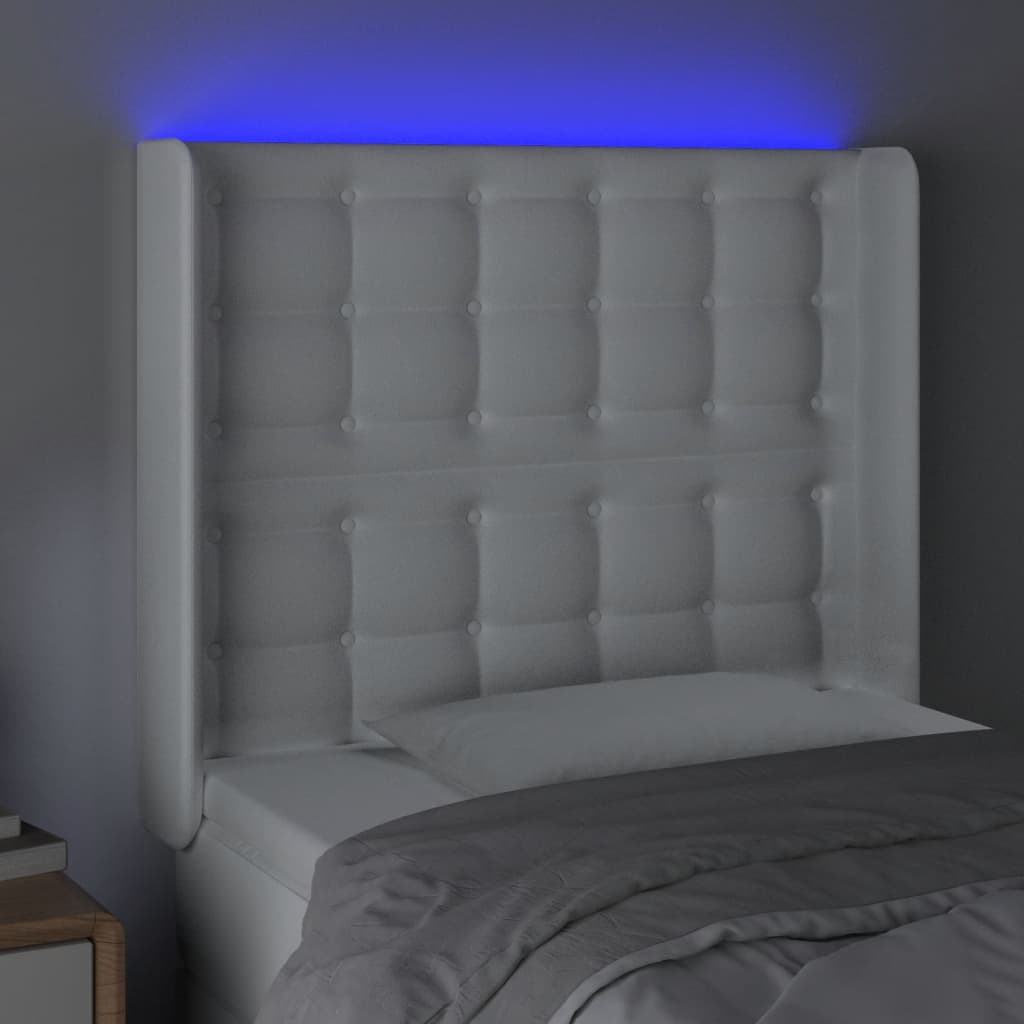 Tête de lit à LED Blanc 83x16x118/128 cm Similicuir - XIOS