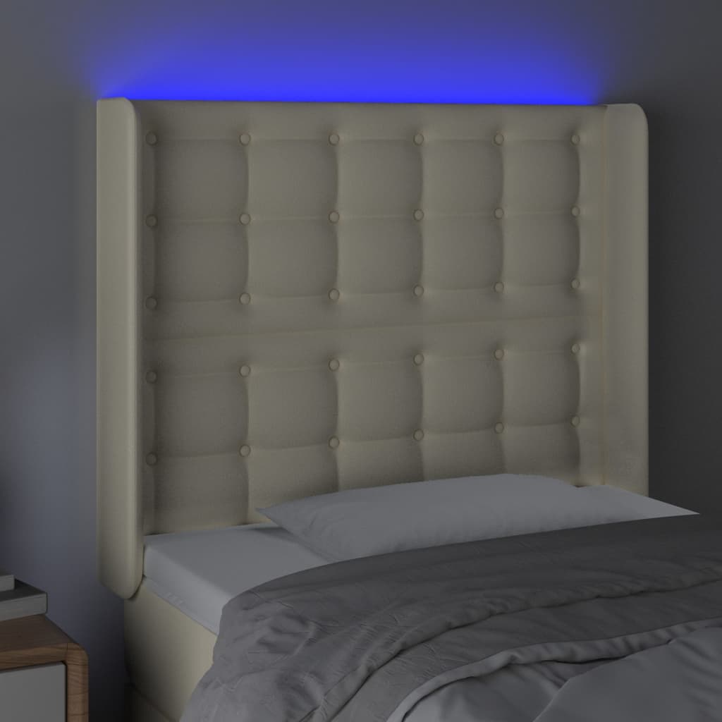 Tête de lit à LED Crème 83x16x118/128 cm Similicuir - XIOS