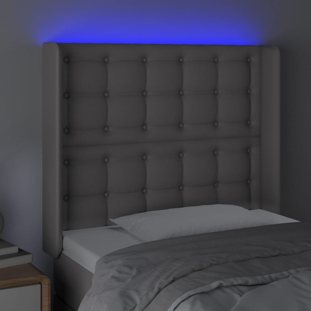 Tête de lit à LED Gris 83x16x118/128 cm Similicuir - XIOS