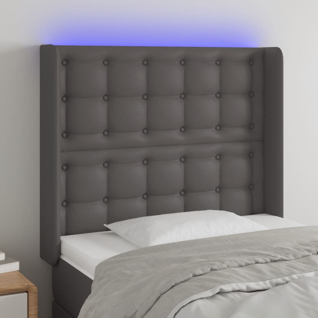 Tête de lit à LED Gris 83x16x118/128 cm Similicuir - XIOS