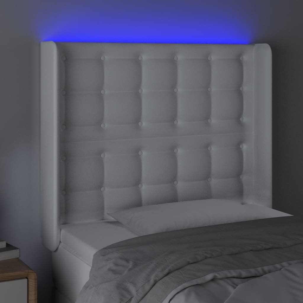 Tête de lit à LED Blanc 103x16x118/128 cm Similicuir - XIOS
