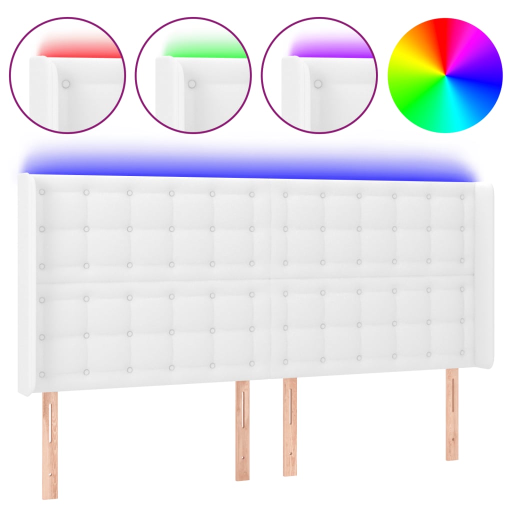 Tête de lit à LED Blanc 147x16x118/128 cm Similicuir - XIOS