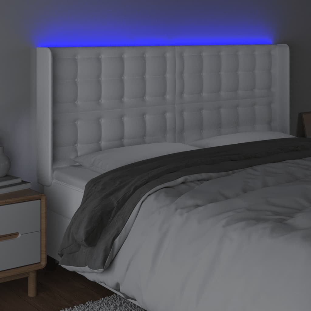 Tête de lit à LED Blanc 147x16x118/128 cm Similicuir - XIOS