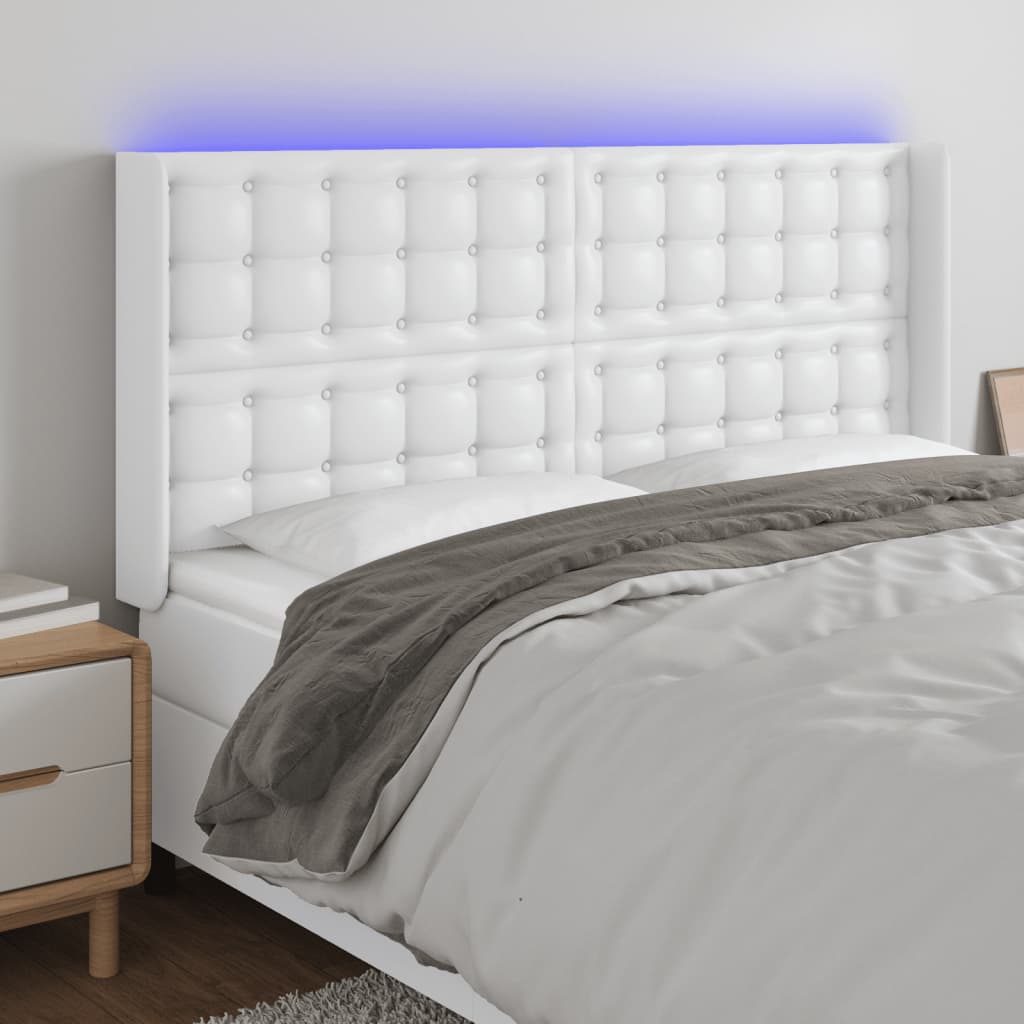 Tête de lit à LED Blanc 163x16x118/128 cm Similicuir - XIOS