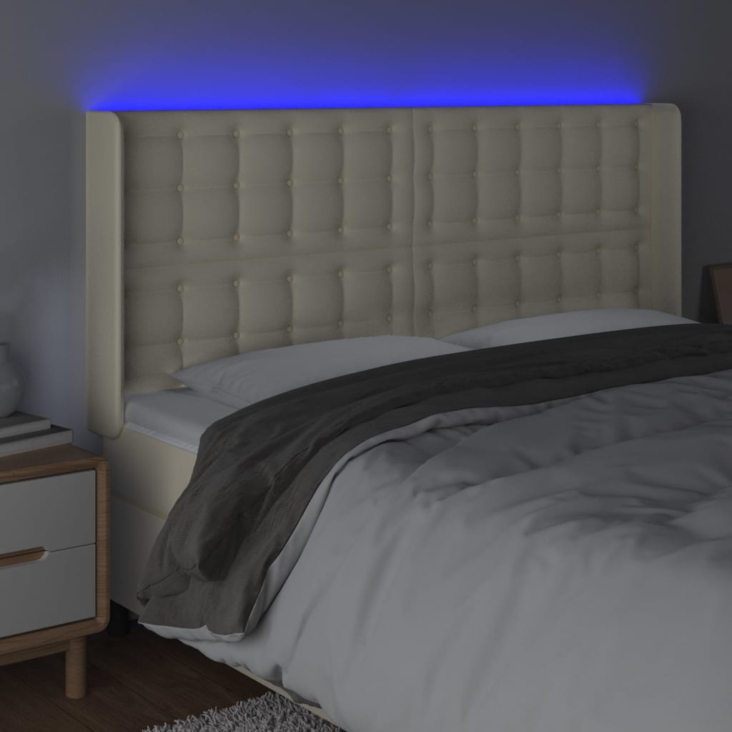 Tête de lit à LED Crème 163x16x118/128 cm Similicuir - XIOS
