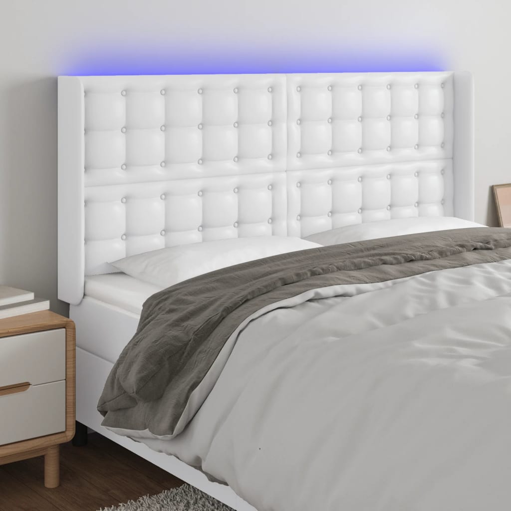 Tête de lit à LED Blanc 203x16x118/128 cm Similicuir - XIOS