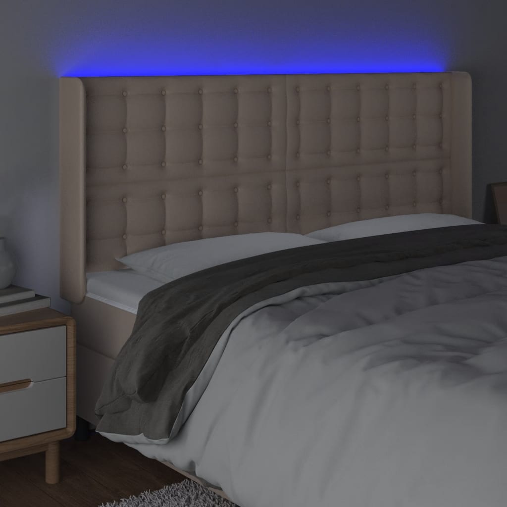 Tête de lit à LED Cappuccino 203x16x118/128 cm Similicuir - XIOS