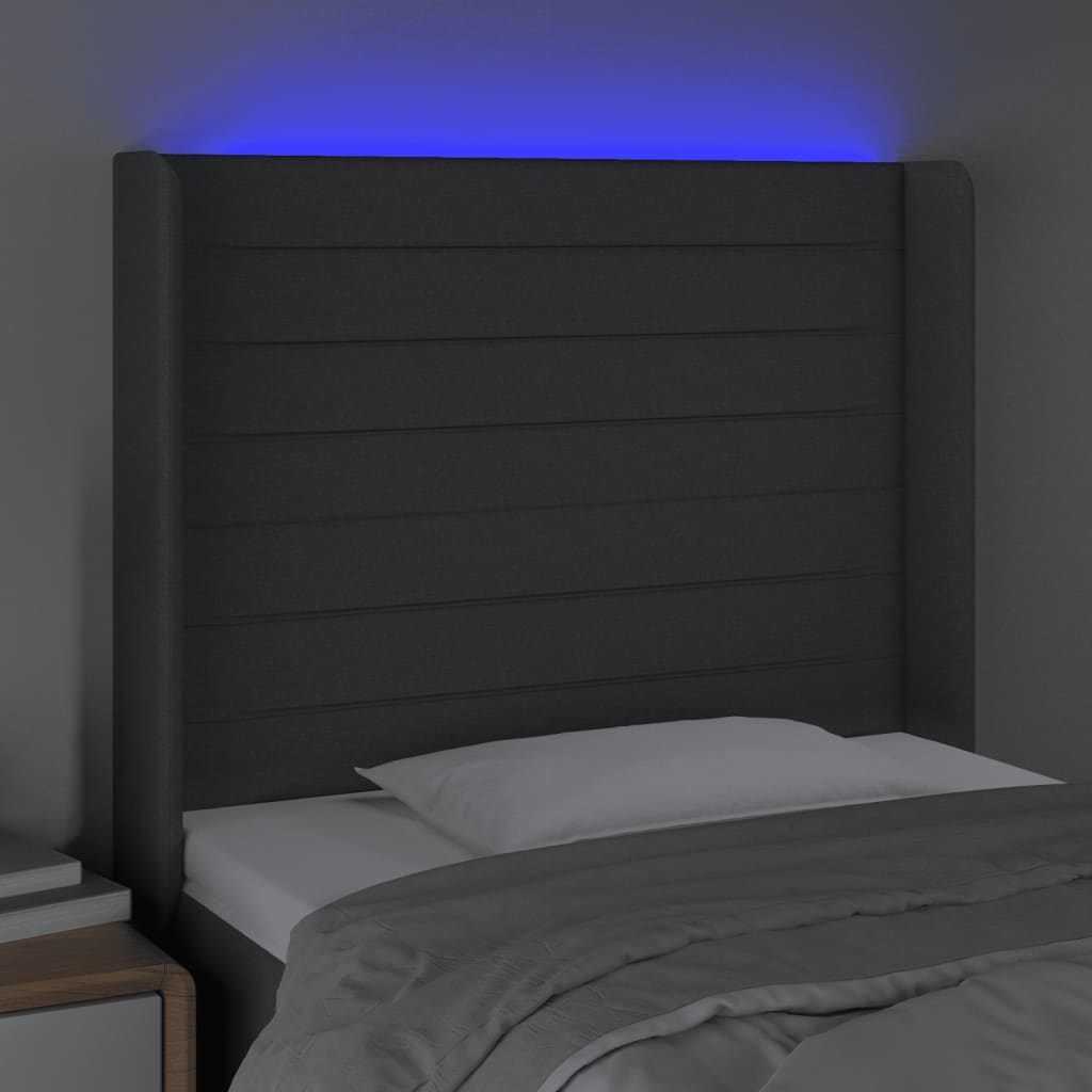 Tête de lit à LED Gris foncé 83x16x118/128 cm Tissu - XIOS
