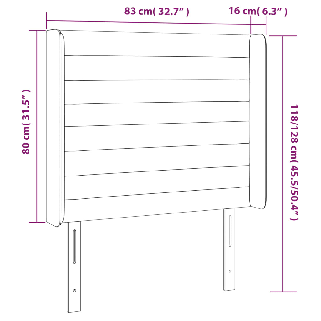 Tête de lit à LED Gris foncé 83x16x118/128 cm Tissu - XIOS