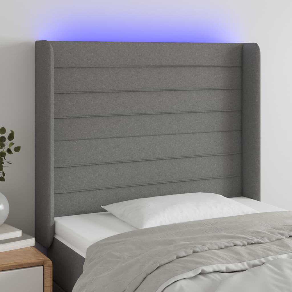 Tête de lit à LED Gris foncé 83x16x118/128 cm Tissu - XIOS