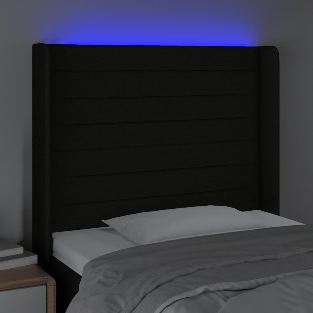 Tête de lit à LED Noir 93x16x118/128 cm Tissu - XIOS