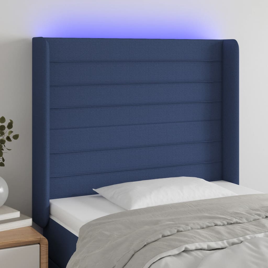 Tête de lit à LED Bleu 93x16x118/128 cm Tissu - XIOS