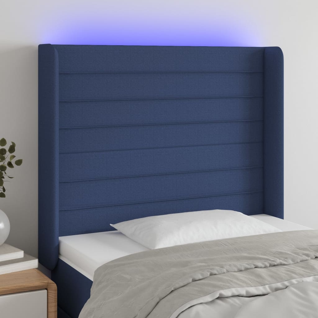 Tête de lit à LED Bleu 103x16x118/128 cm Tissu - XIOS