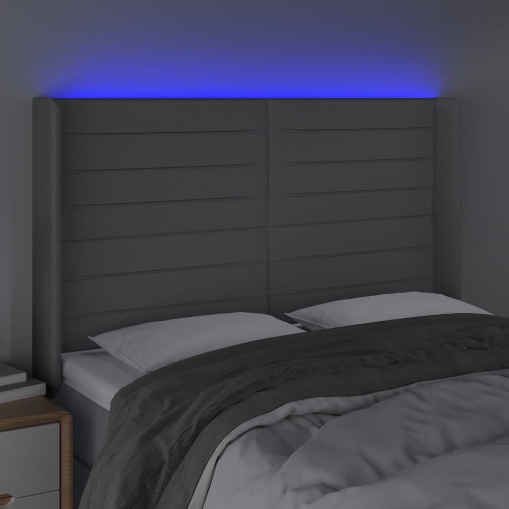 Tête de lit à LED Gris clair 147x16x118/128 cm Tissu - XIOS