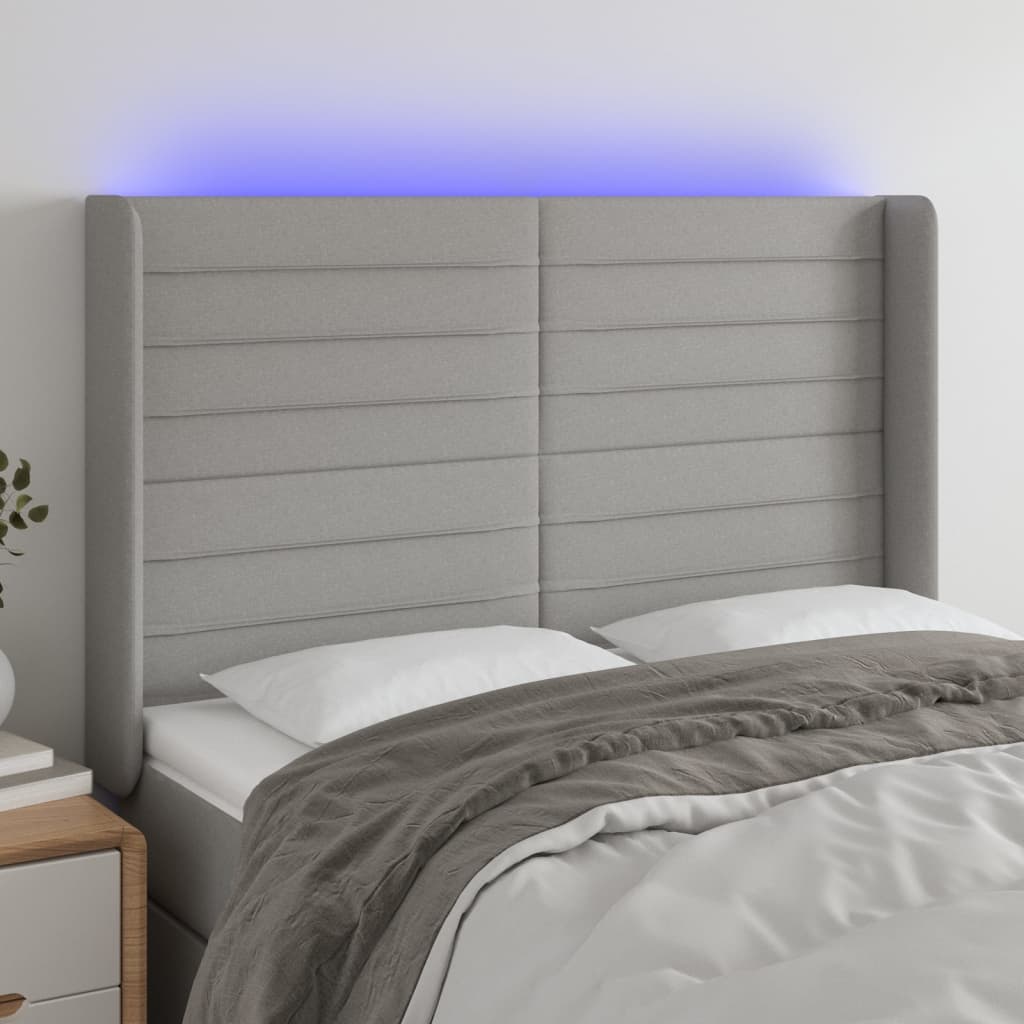 Tête de lit à LED Gris clair 147x16x118/128 cm Tissu - XIOS