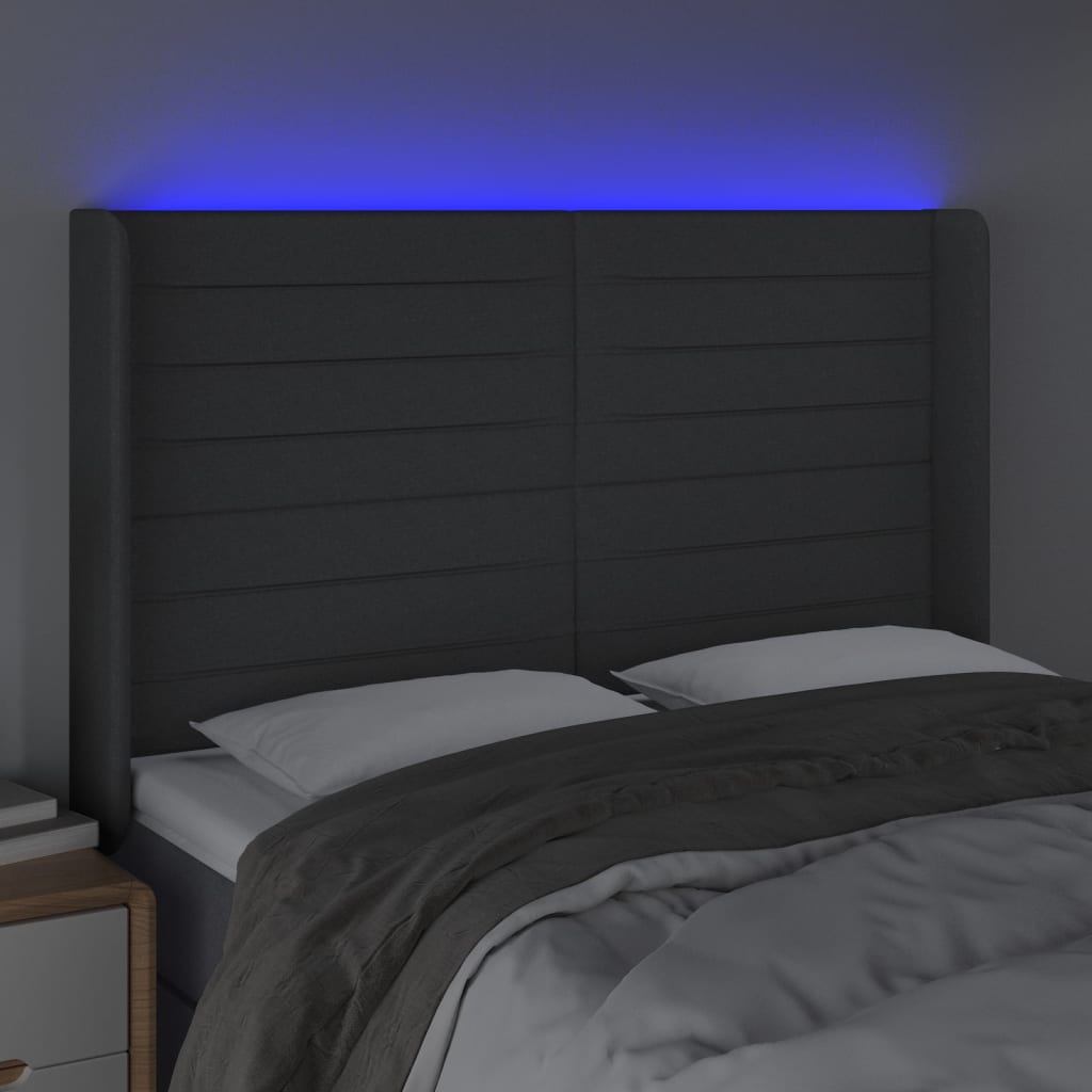 Tête de lit à LED Gris foncé 147x16x118/128 cm Tissu - XIOS