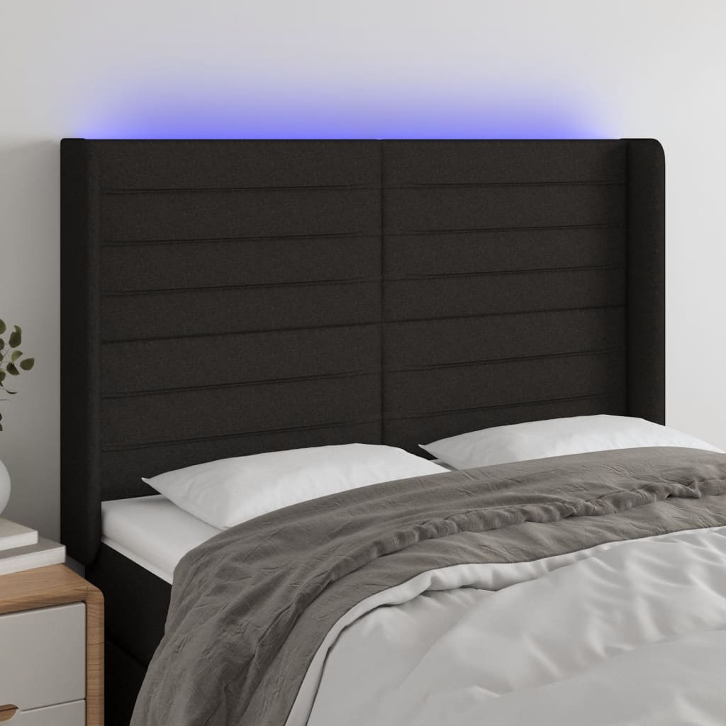 Tête de lit à LED Noir 147x16x118/128 cm Tissu - XIOS