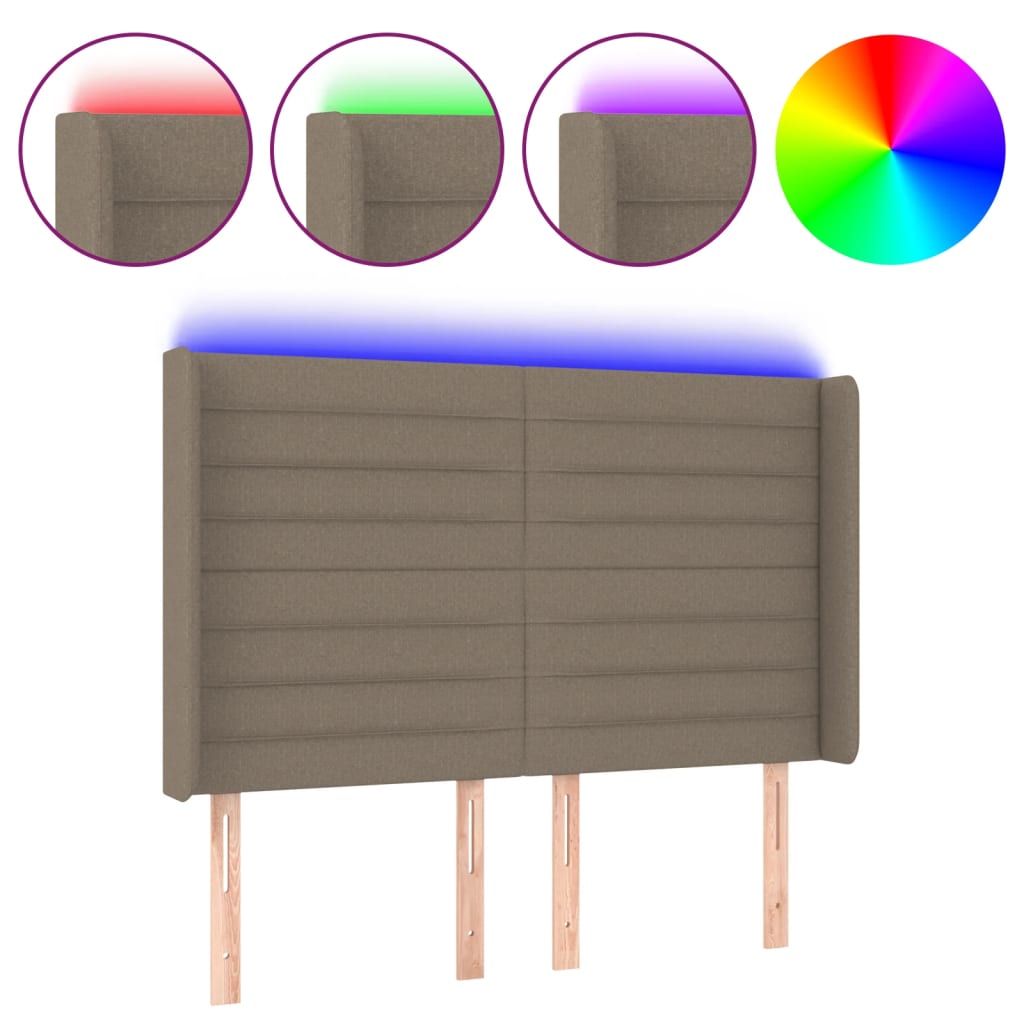 Tête de lit à LED Taupe 147x16x118/128 cm Tissu - XIOS
