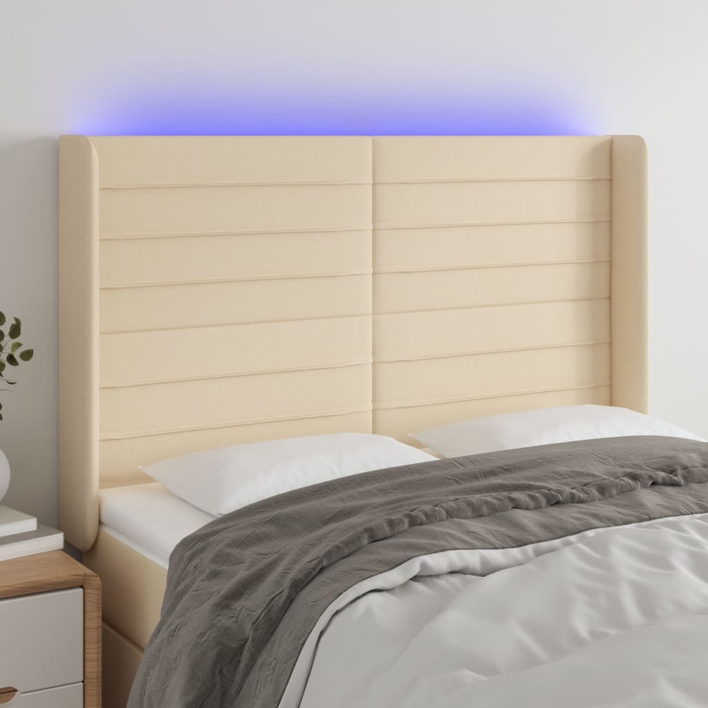 Tête de lit à LED Crème 147x16x118/128 cm Tissu - XIOS