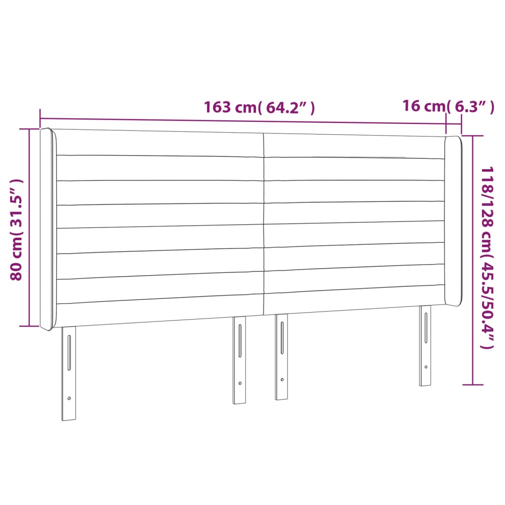 Tête de lit à LED Gris clair 163x16x118/128 cm Tissu - XIOS