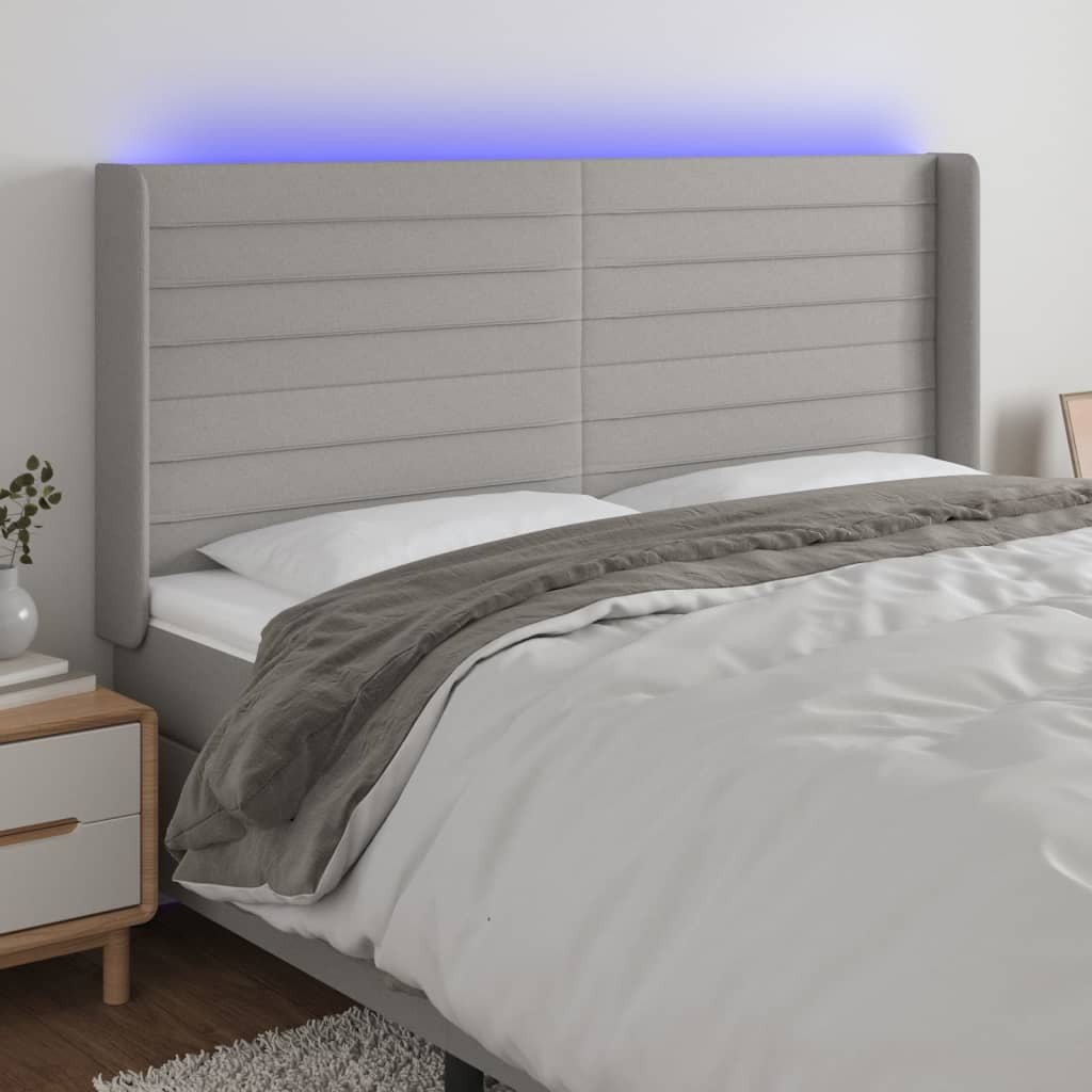 Tête de lit à LED Gris clair 163x16x118/128 cm Tissu - XIOS