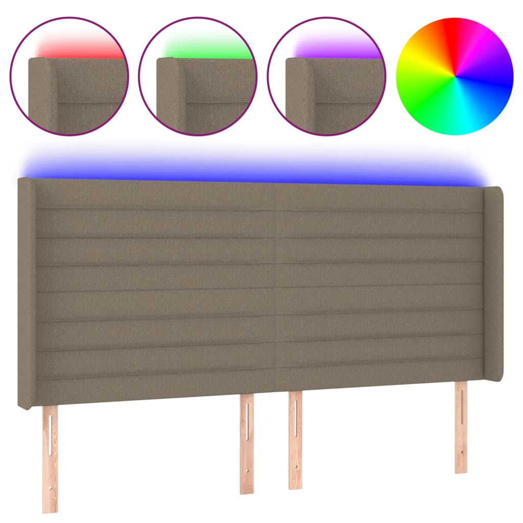 Tête de lit à LED Taupe 163x16x118/128 cm Tissu - XIOS
