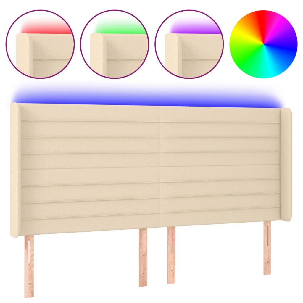Tête de lit à LED Crème 203x16x118/128 cm Tissu - XIOS