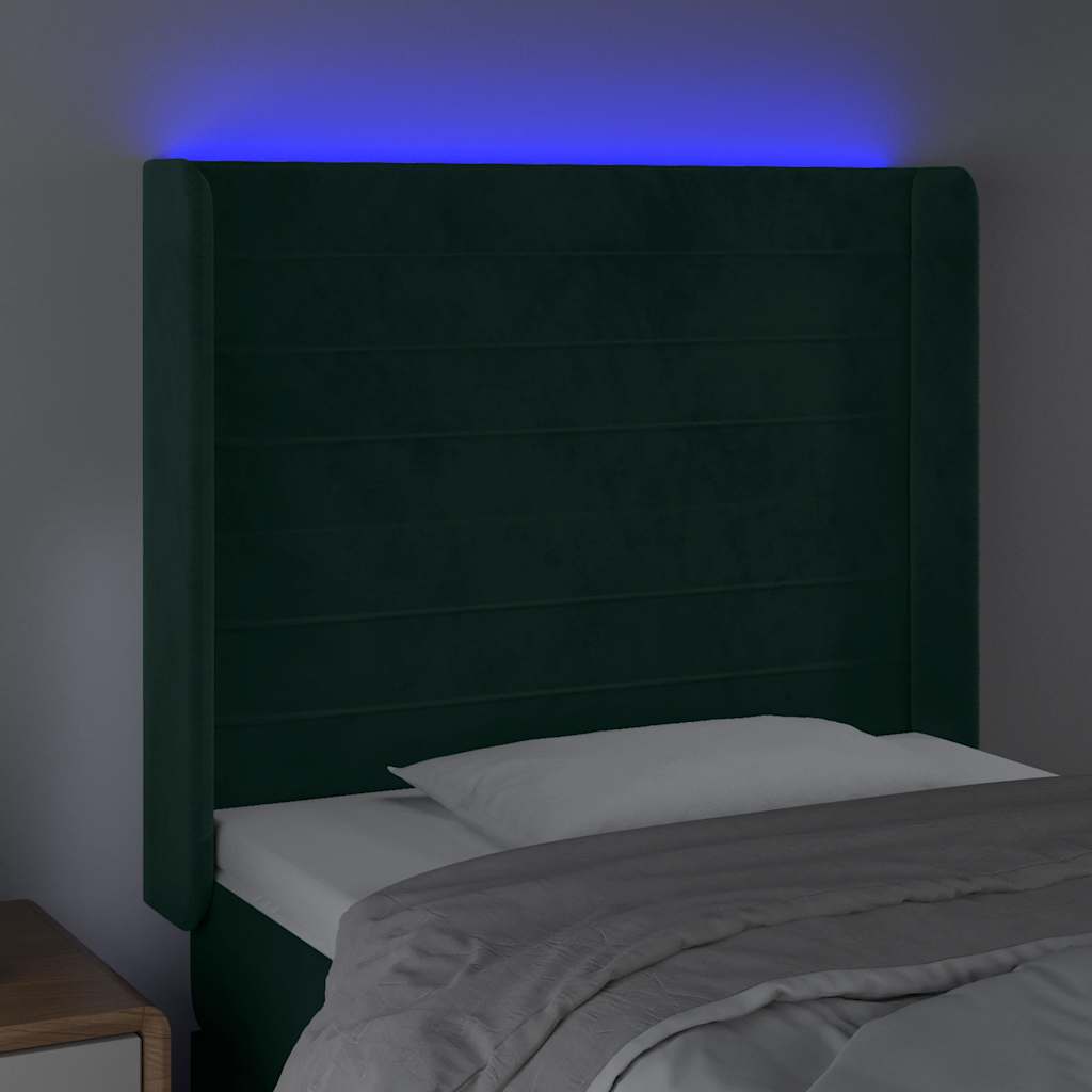 Tête de lit à LED Vert foncé 83x16x118/128 cm Velours - XIOS
