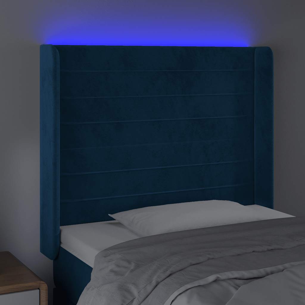 Tête de lit à LED Bleu foncé 83x16x118/128 cm Velours - XIOS