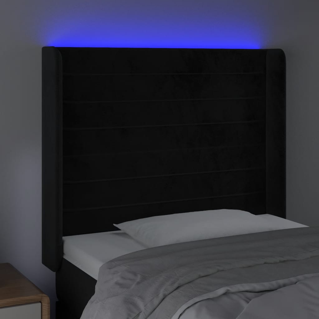 Tête de lit à LED Noir 93x16x118/128 cm Velours - XIOS