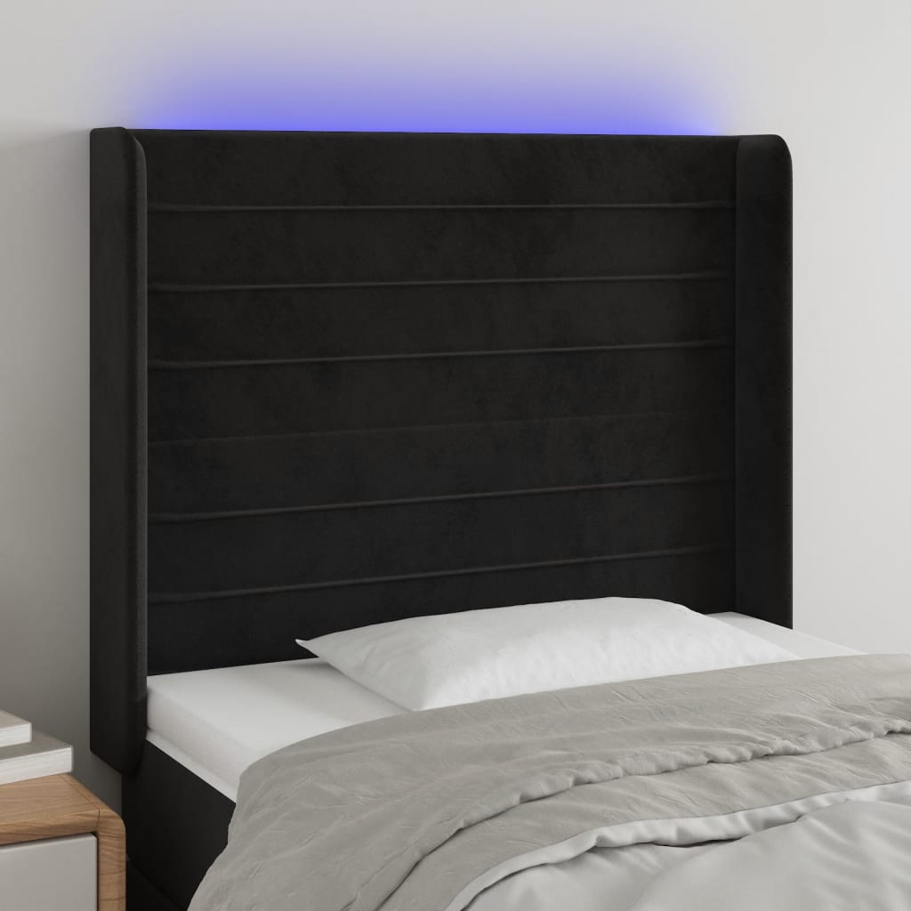 Tête de lit à LED Noir 93x16x118/128 cm Velours - XIOS