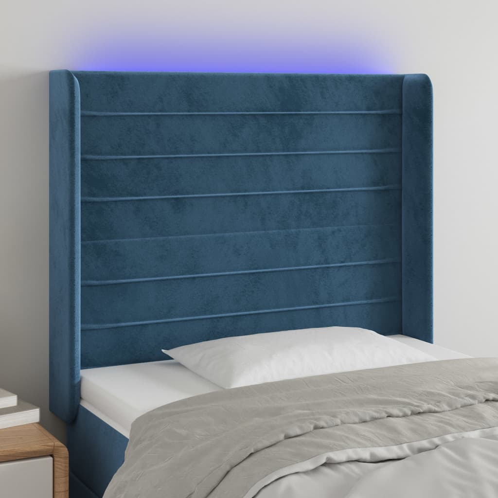 Tête de lit à LED Bleu foncé 93x16x118/128 cm Velours - XIOS