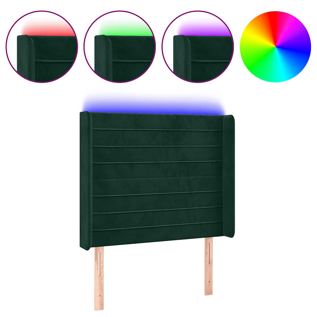 Tête de lit à LED Vert foncé 103x16x118/128 cm Velours - XIOS