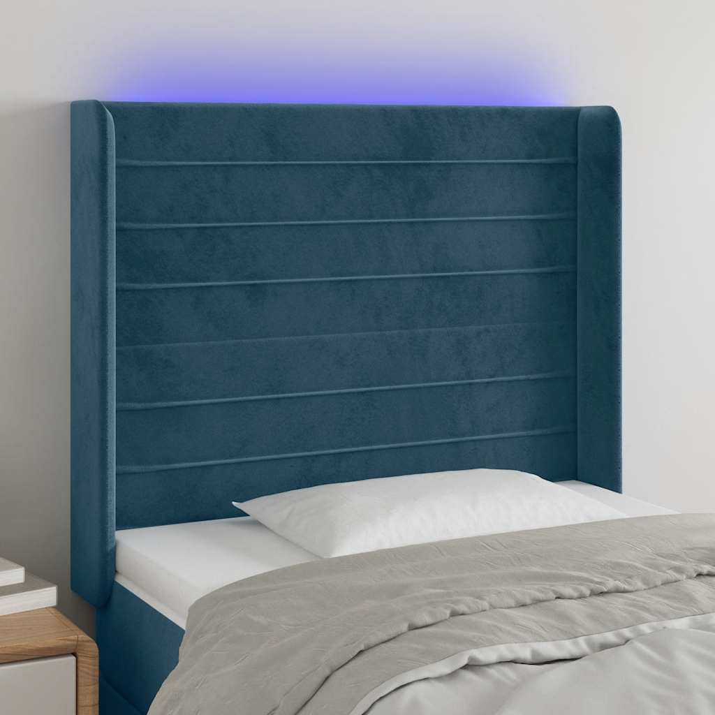 Tête de lit à LED Bleu foncé 103x16x118/128 cm Velours - XIOS