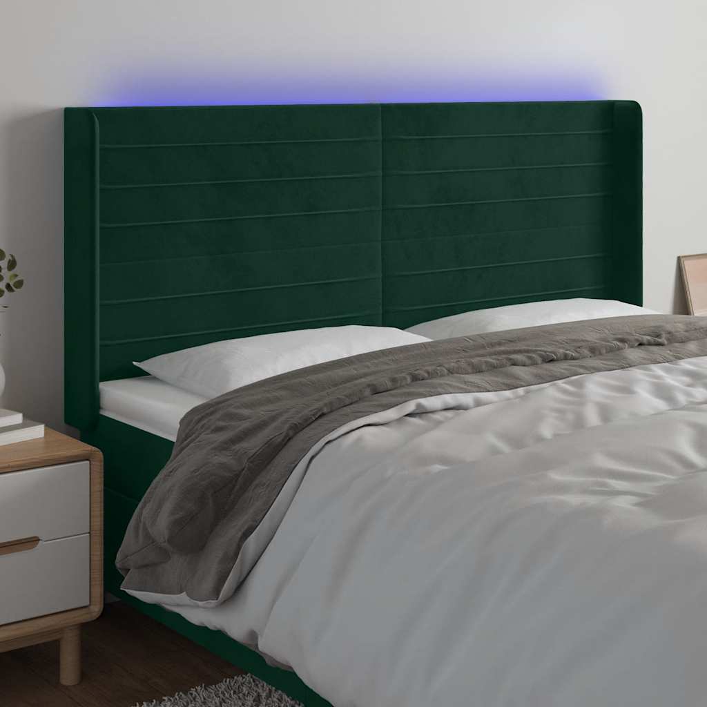 Tête de lit à LED Vert foncé 163x16x118/128 cm Velours - XIOS