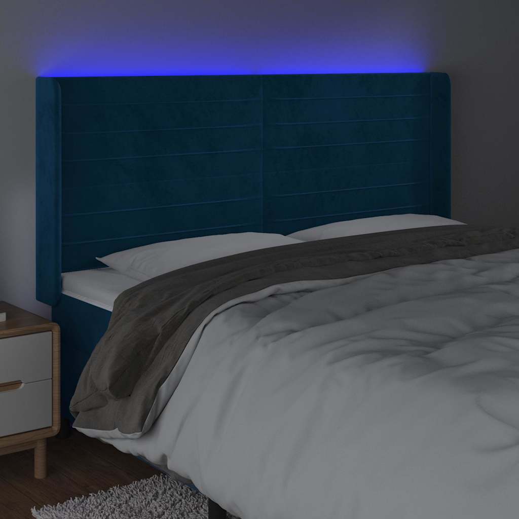 Tête de lit à LED Bleu foncé 163x16x118/128 cm Velours - XIOS