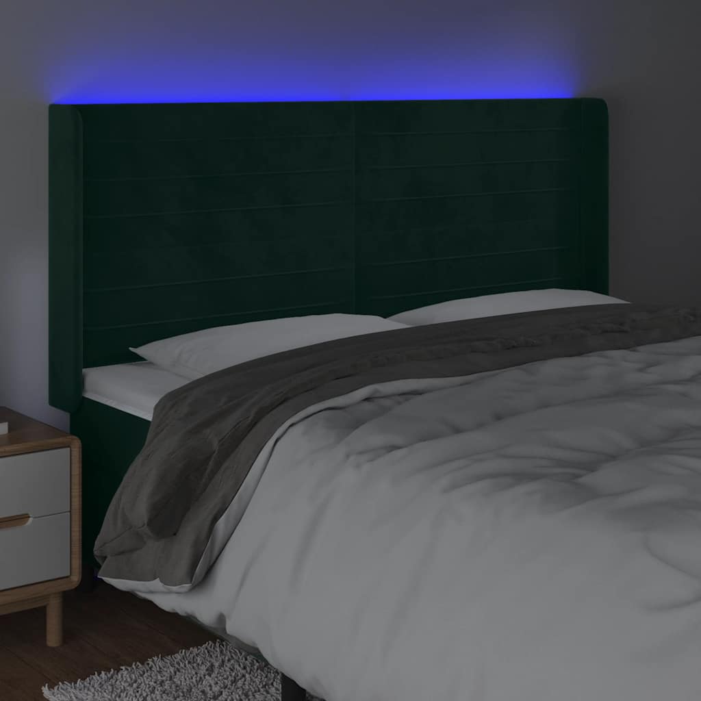 Tête de lit à LED Vert foncé 183x16x118/128 cm Velours - XIOS