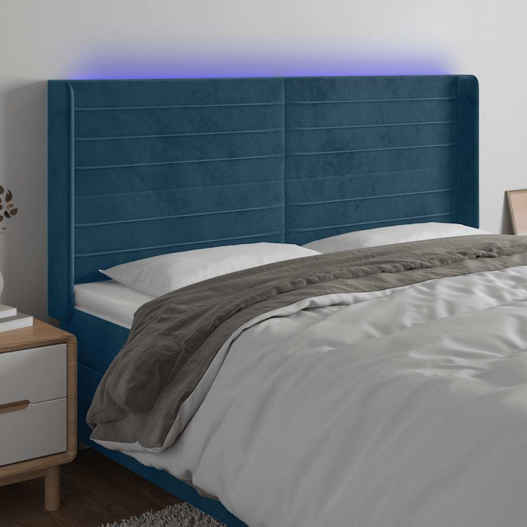 Tête de lit à LED Bleu foncé 183x16x118/128 cm Velours - XIOS