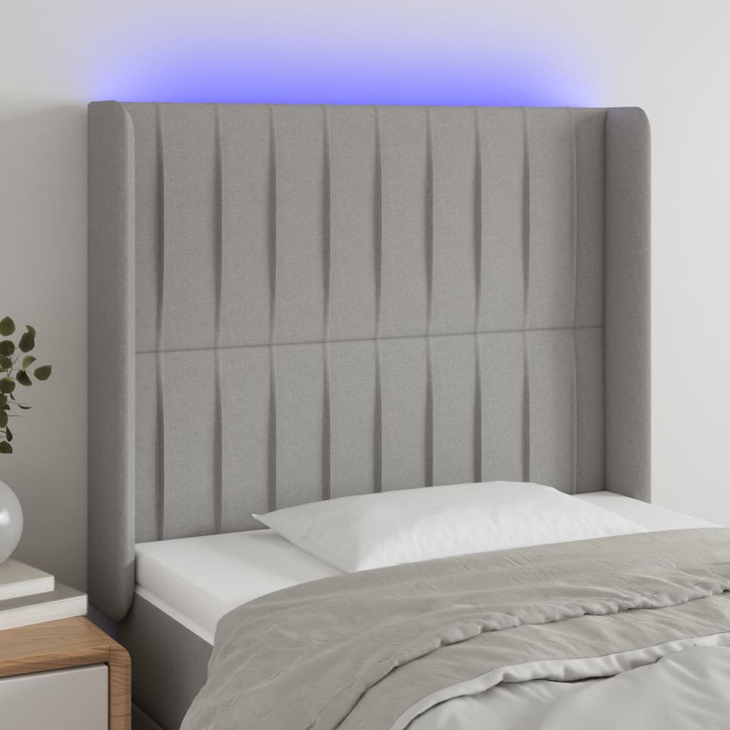 Tête de lit à LED Gris clair 83x16x118/128 cm Tissu - XIOS