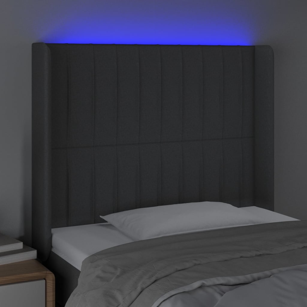 Tête de lit à LED Gris foncé 83x16x118/128 cm Tissu - XIOS