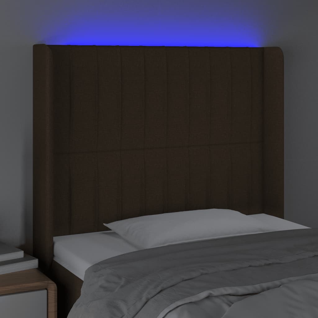 Tête de lit à LED Marron foncé 83x16x118/128 cm Tissu - XIOS