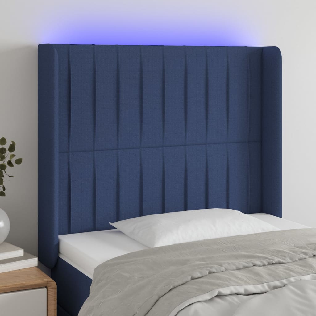 Tête de lit à LED Bleu 83x16x118/128 cm Tissu - XIOS