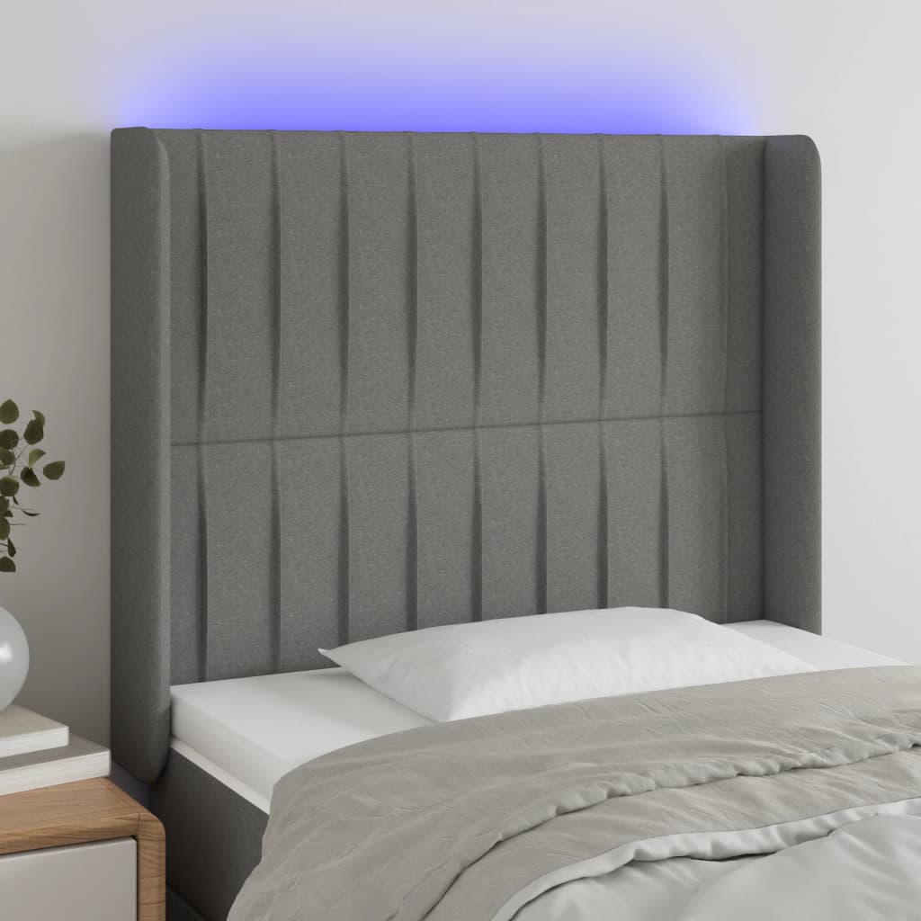 Tête de lit à LED Gris foncé 93x16x118/128 cm Tissu - XIOS