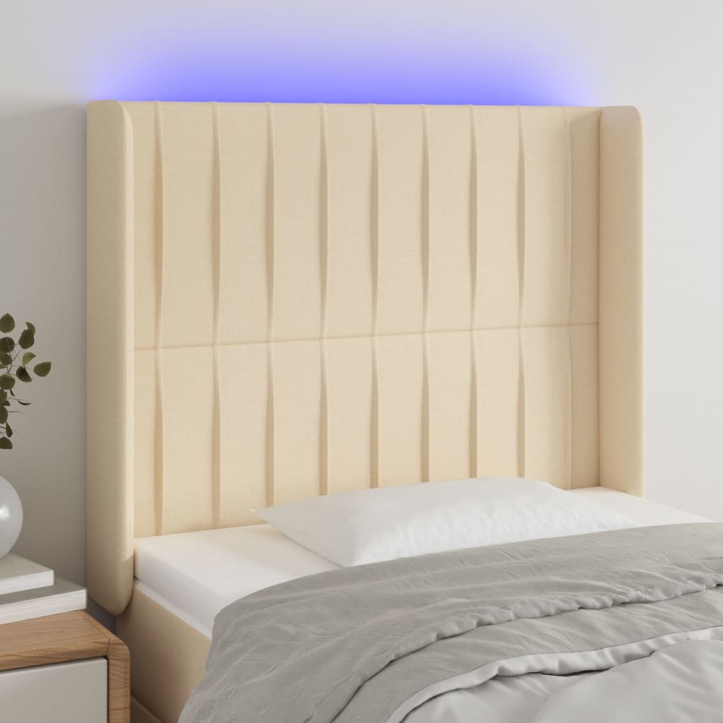 Tête de lit à LED Crème 103x16x118/128 cm Tissu - XIOS